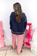 Off Duty Piped Mock Neck Sweatshirt - Navy
