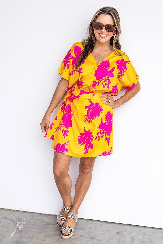 Golden Hour Floral Romper - Orange