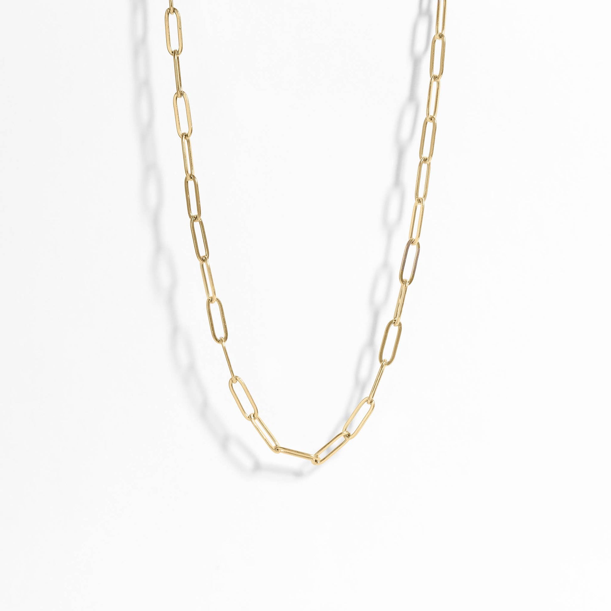 18K Gold Paperclip Chain Necklace: 14+02" / 2.5mm