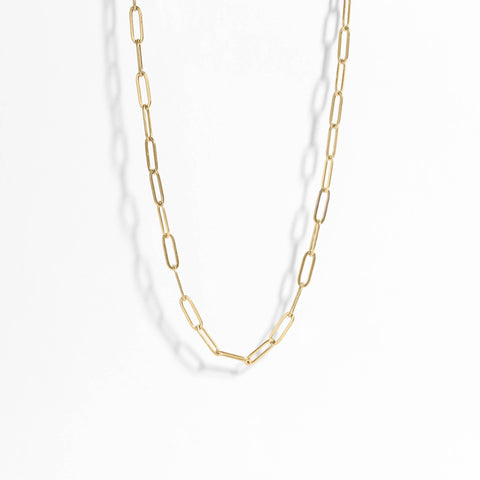 18K Gold Paperclip Chain Necklace: 14+02" / 2.5mm