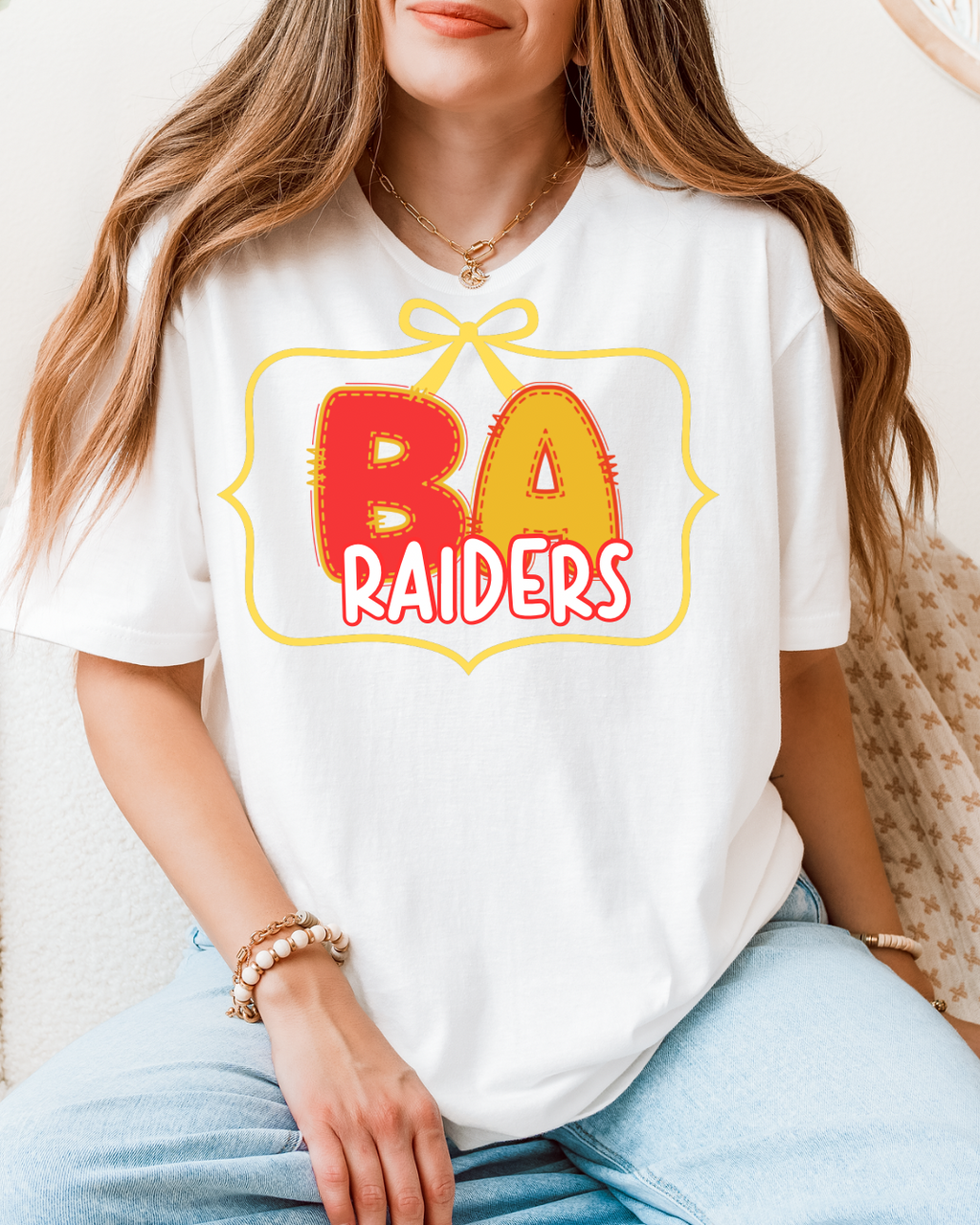 Bubble Letters w/bow School Spirit