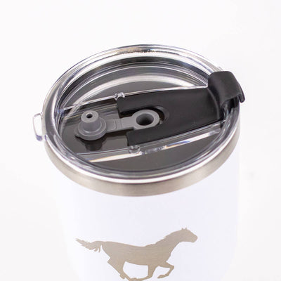 Horse Etched Tumbler   White/Silver   30oz