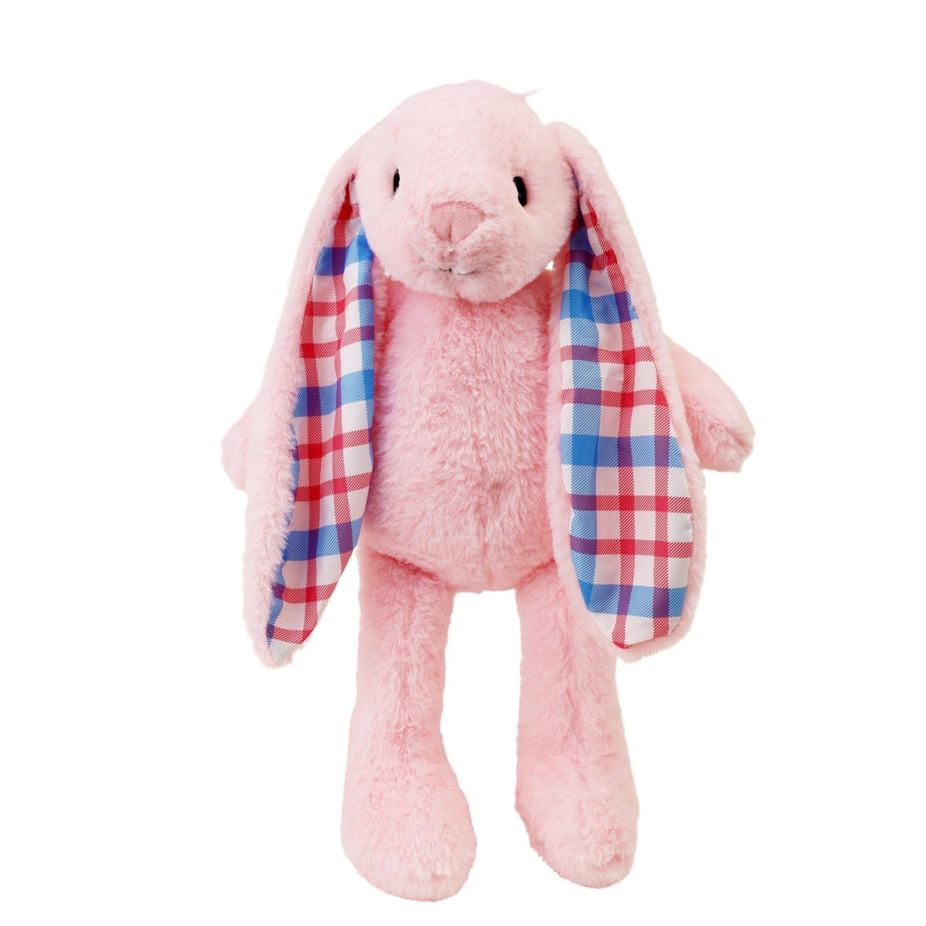 Plushible Plaid Eared Bunny Pink: Plushible 18 Inch Pink Plaid Eared Bunny