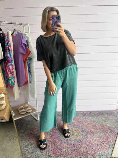 Beach Bound Cropped Pants - Dusty Mint