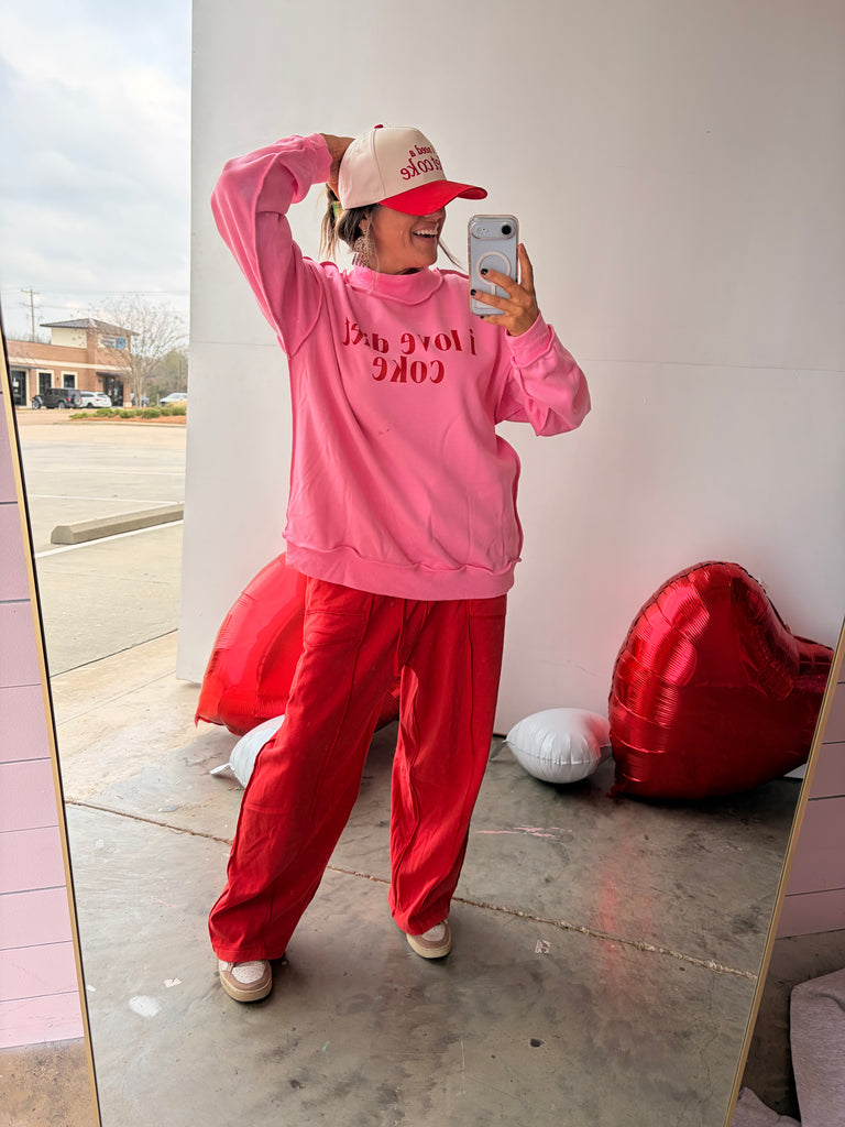 I Love Diet Coke- pink mock neck