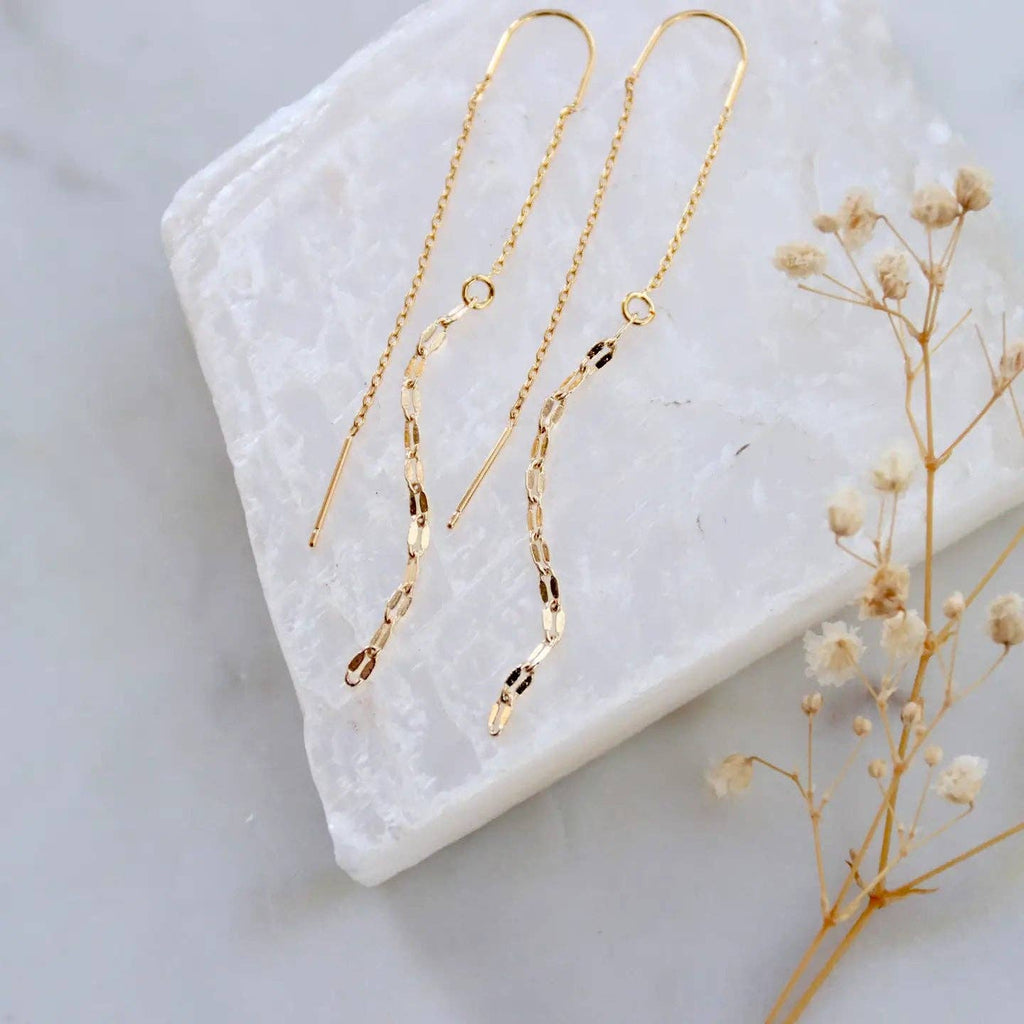 Sequin Threader Earrings - Gold and Silver: Gold