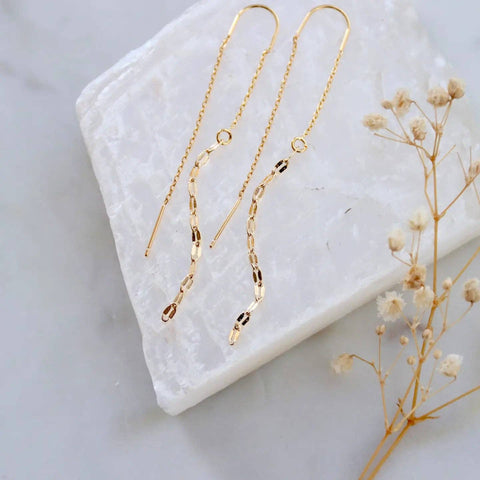 Sequin Threader Earrings - Gold and Silver: Gold