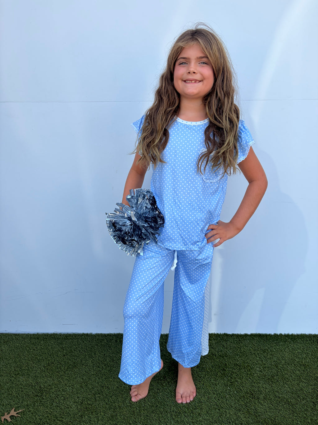 Girls Gameday Polka Dot Set - Powder Blue