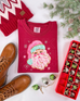 Pink Painted Santa Comfort Colors Tshirt - Long Sleeve