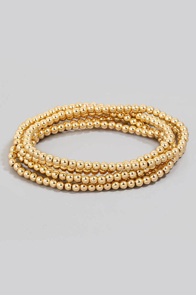 Five Layered Mini Metallic Beaded Bracelet Set: GD