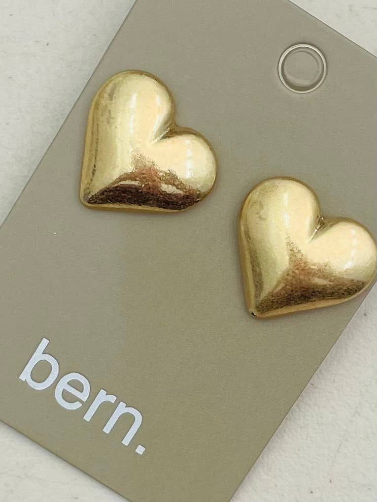 VINTAGE - Puffy Heart Stud (vintage gold) BER580