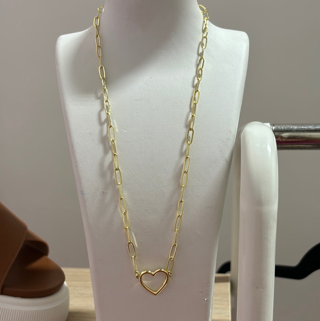 Paper Clip Heart Chain Necklace