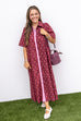 Dotted In Style Midi Dress - Burgundy