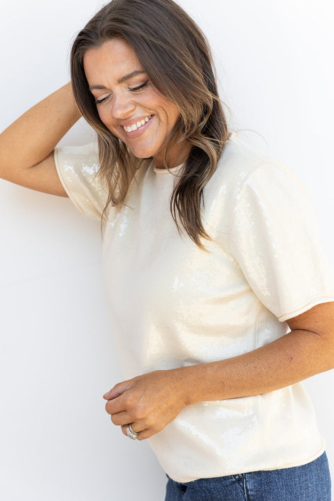 Tiny Shimmers Top- Cream