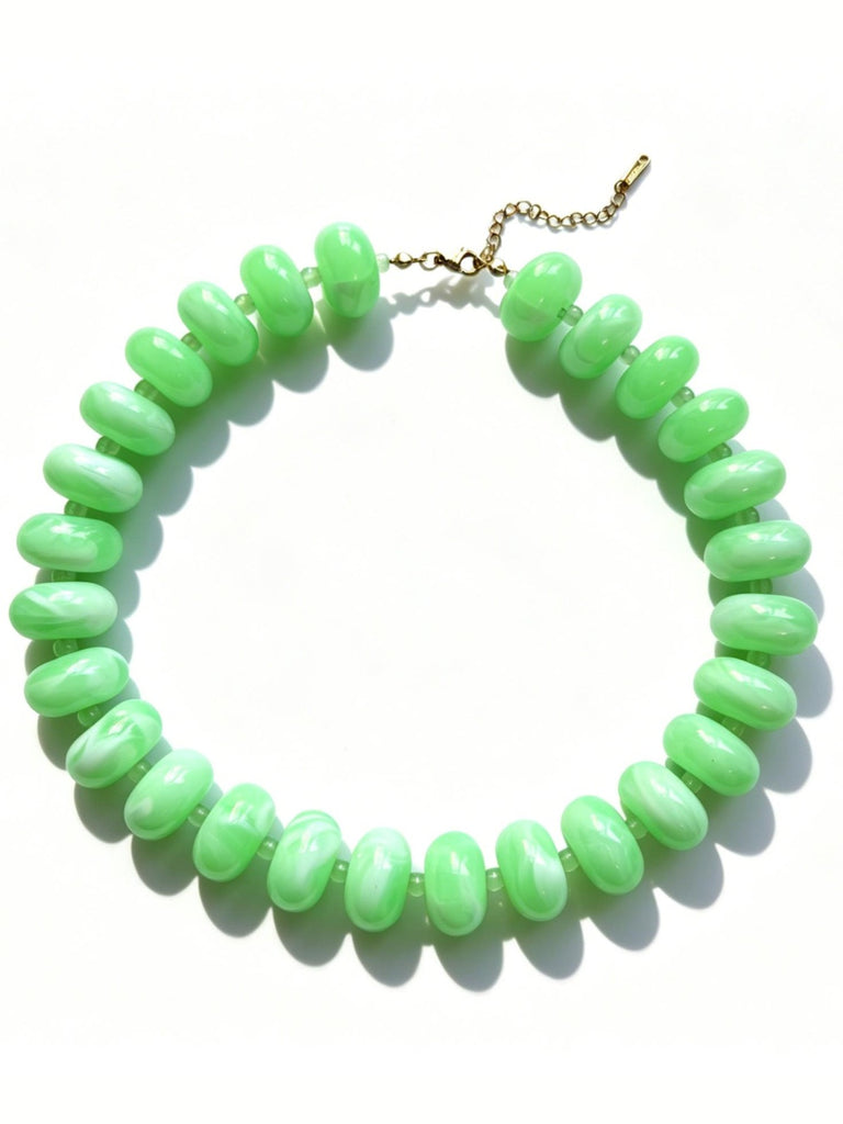 Chunky Boho Necklace- Neon Mint Green
