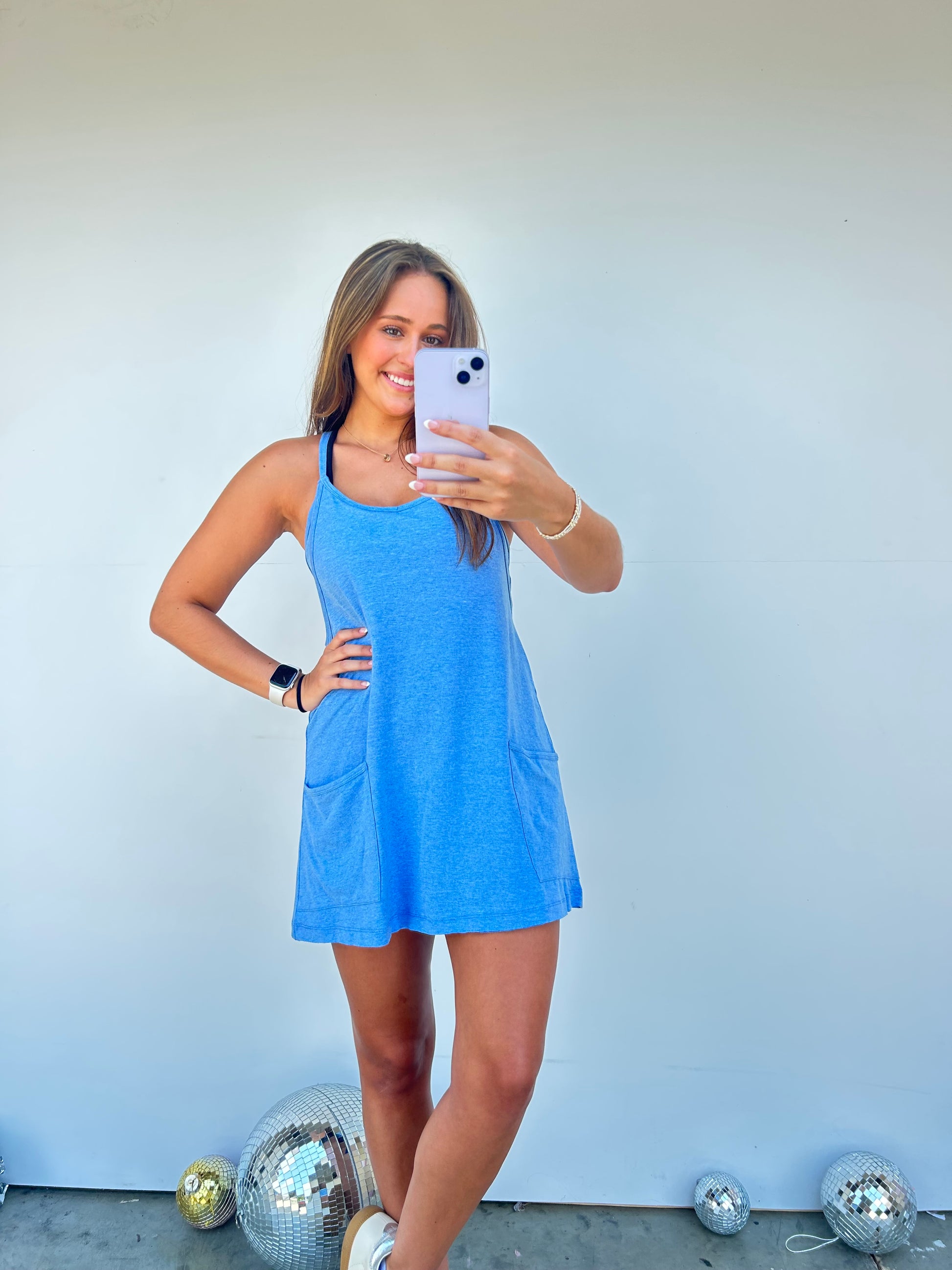 Join Me Dress Romper - Heather Classic Blue