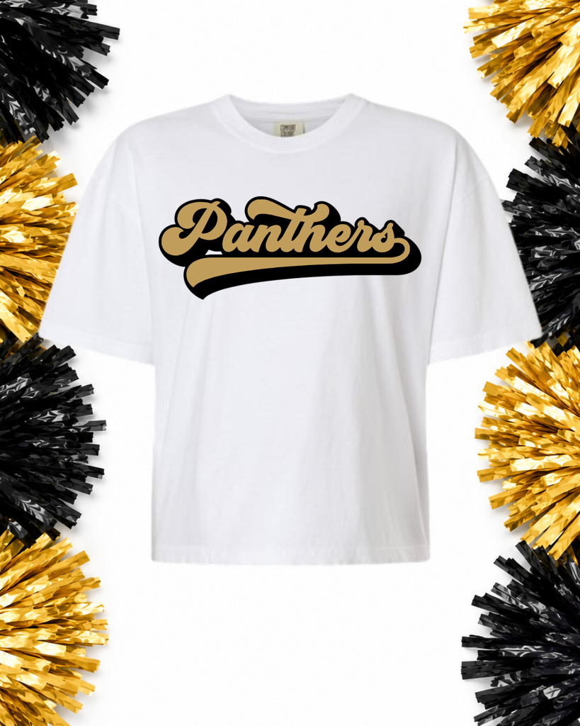 Panthers Banner Boxy Crop Tshirt - White