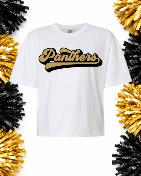 Panthers Banner Boxy Crop Tshirt - White