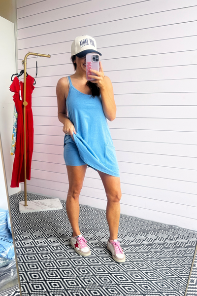 Join Me Dress Romper - Heather Ocean Blue