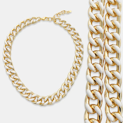 Enamel Curb Chain Necklace