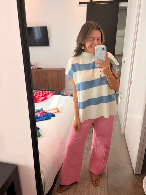 Cafe Luxe Stripe Knit Top 2 - Blue