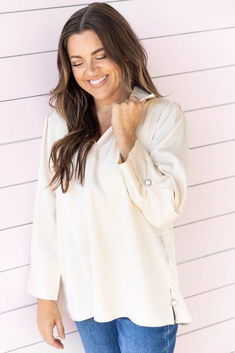 Seeking Closure Blouse - Ivory