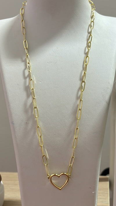 Paper Clip Heart Chain Necklace