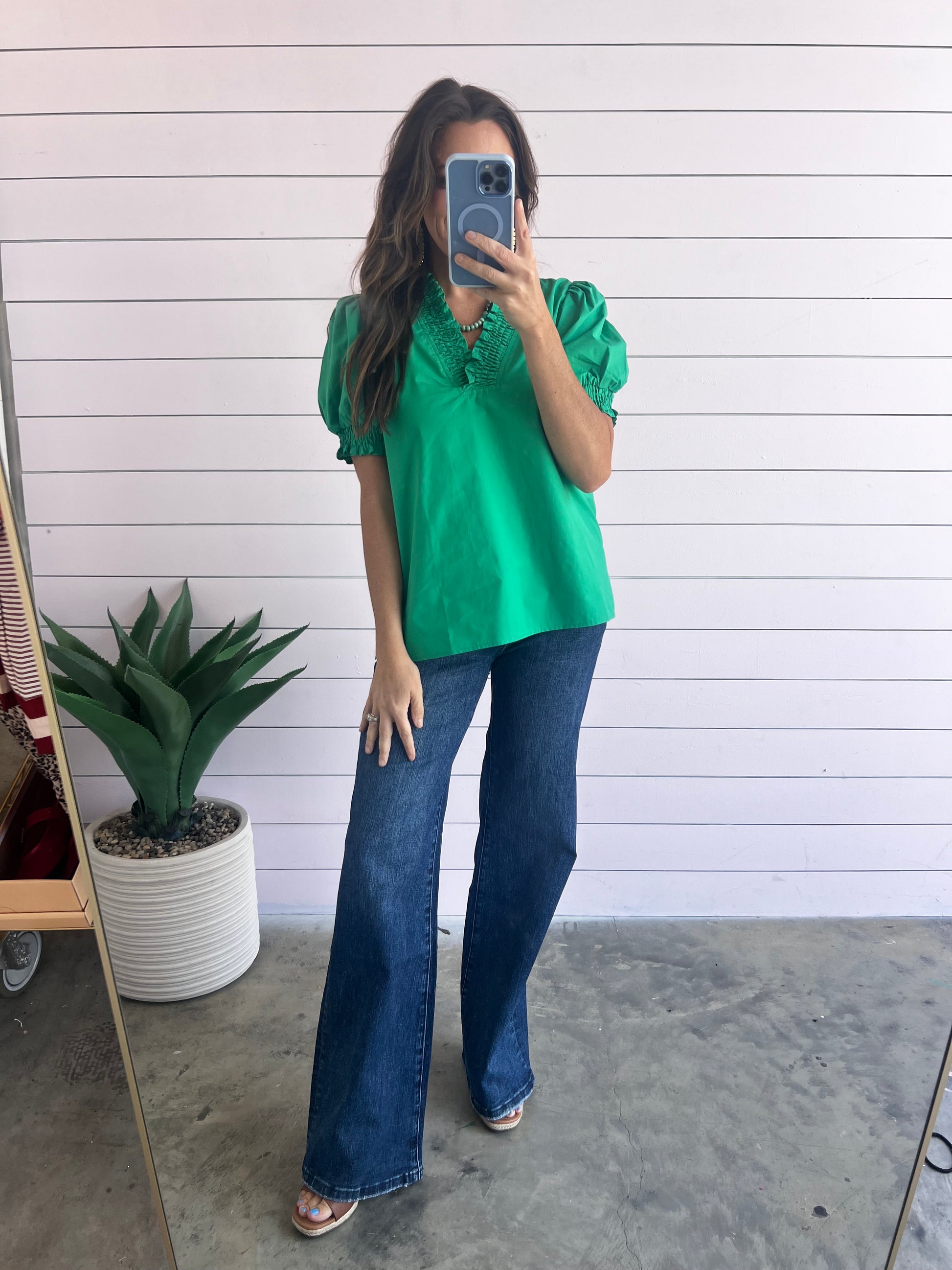 Capri Kiss Blouse - Kelly Green