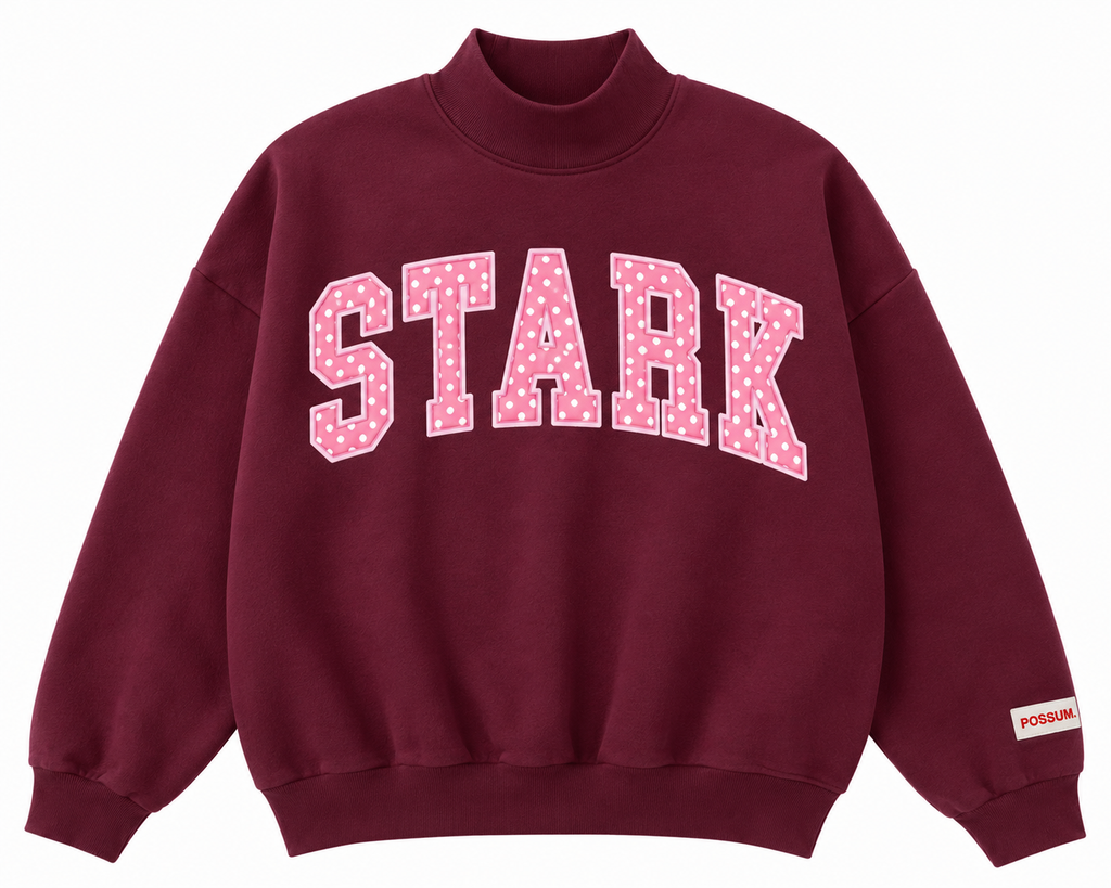 Polka Dot Mockneck sweatshirt - Maroon Stark PRE ORDER