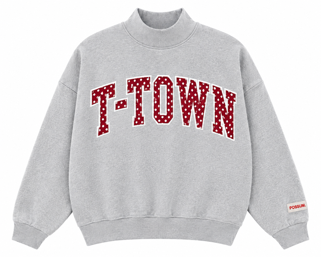 Polka Dot Mockneck sweatshirt - Grey T-Town PRE ORDER