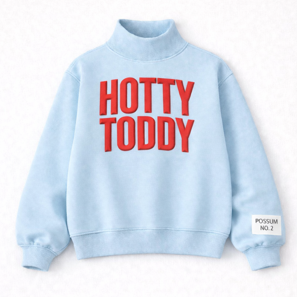 Powder Blue HOTTY TODDY Puff Ink Mock Neck - PRE ORDER
