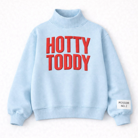 Powder Blue HOTTY TODDY Puff Ink Mock Neck - PRE ORDER