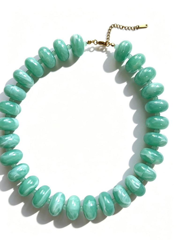 Chunky Boho Necklace- Aqua