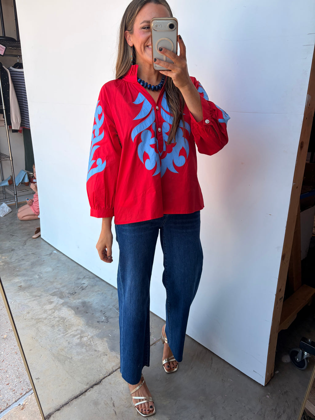 Gameday Grandeur Top - Red Blue