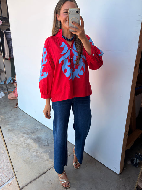 Gameday Grandeur Top - Red Blue
