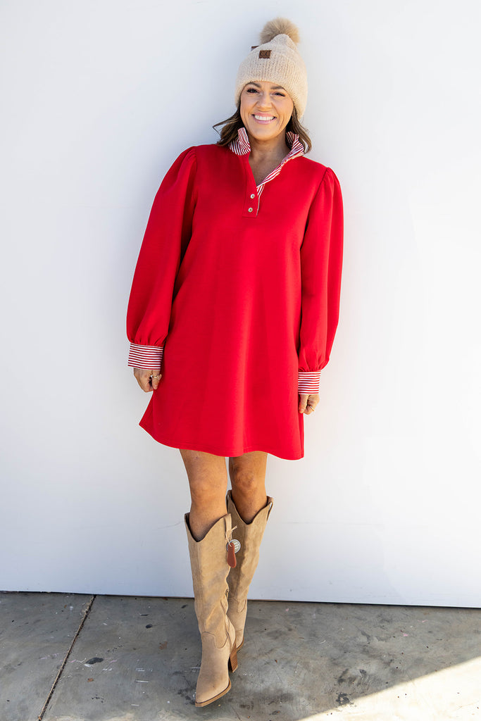 Preppy Moment Dress - Red