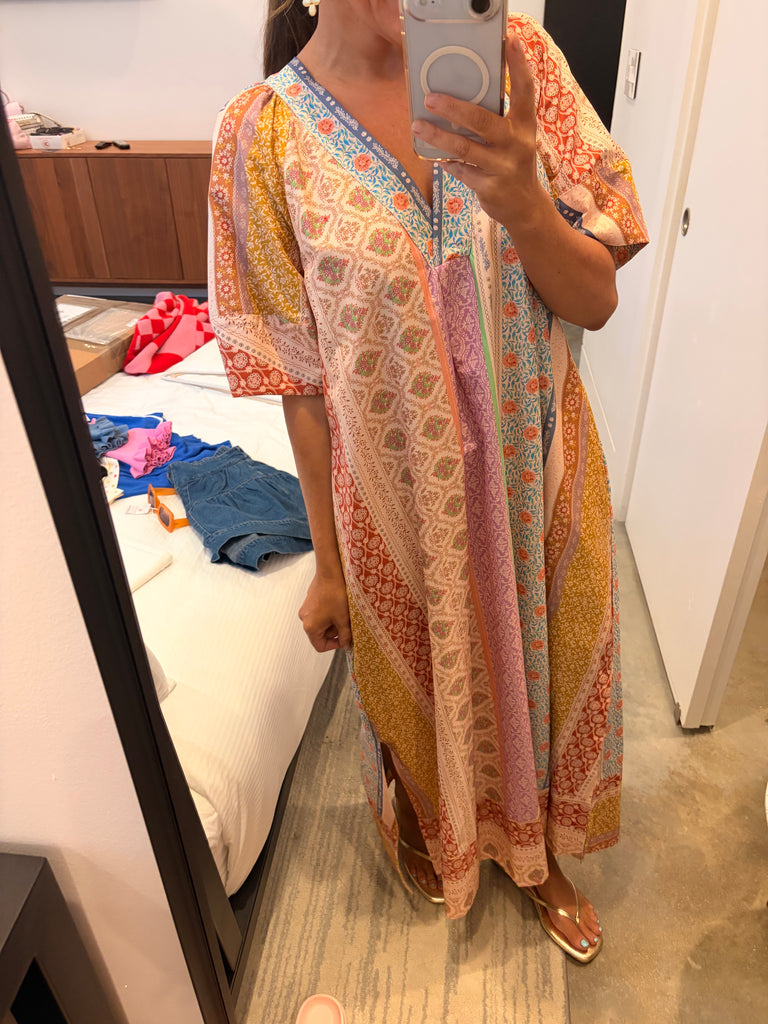 Storybook Kaftan Dress - Beige Multi