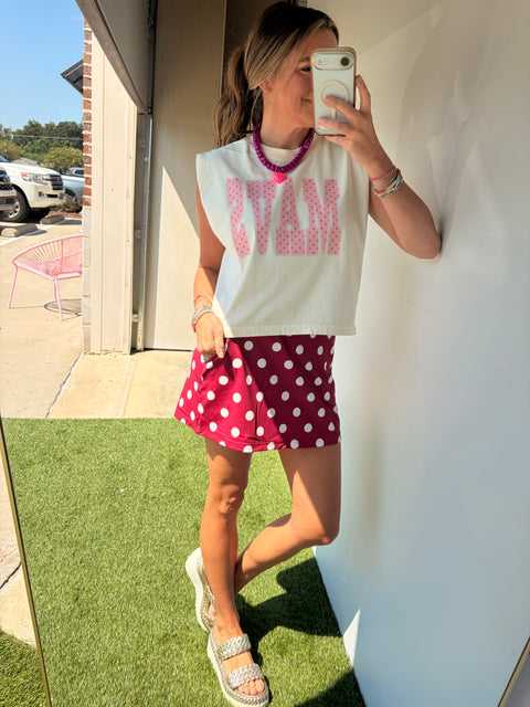 Casual Gamedays Skort - Burgundy Polka Dot