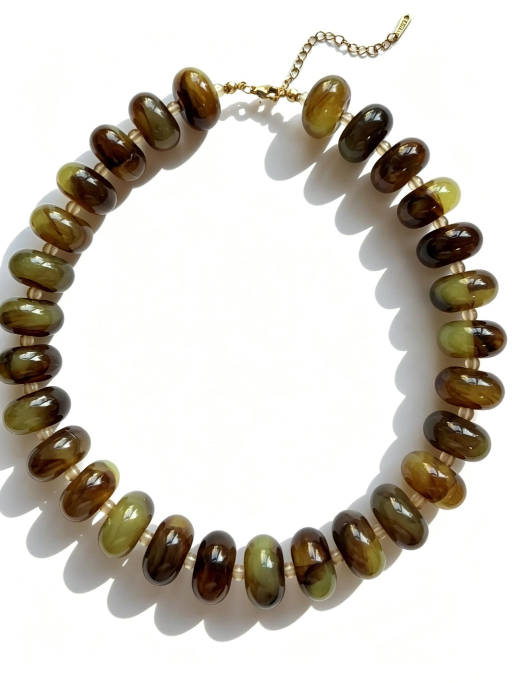 Chunky Boho Necklace- Brown Green Mix