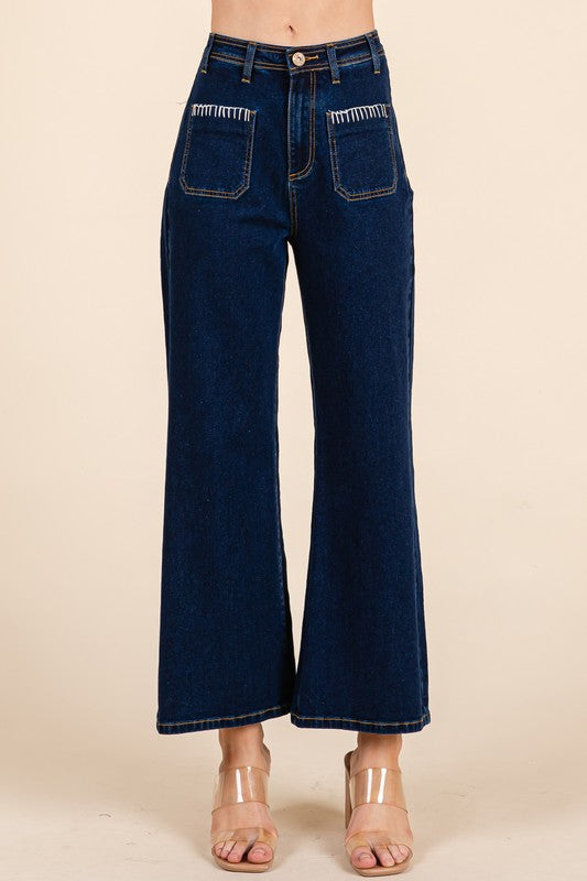white stitch denim