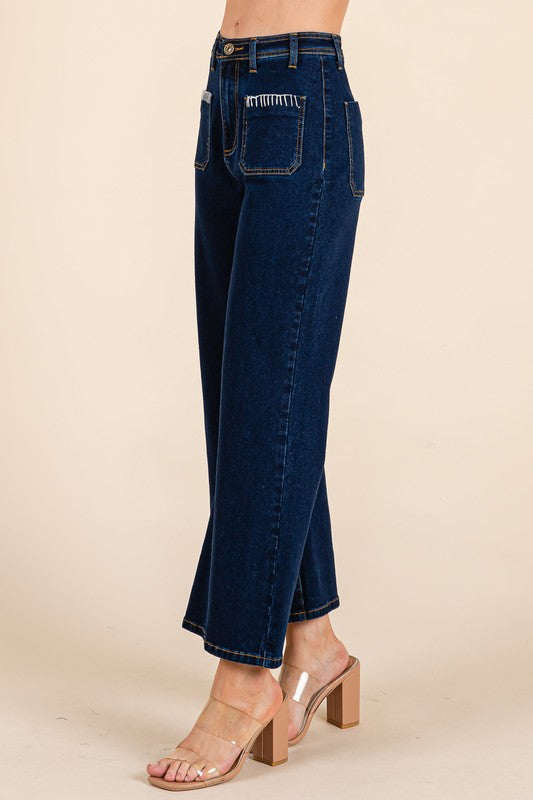 white stitch denim