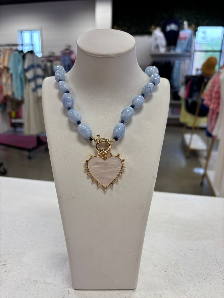 Marion Stone Necklace With Heart Charm