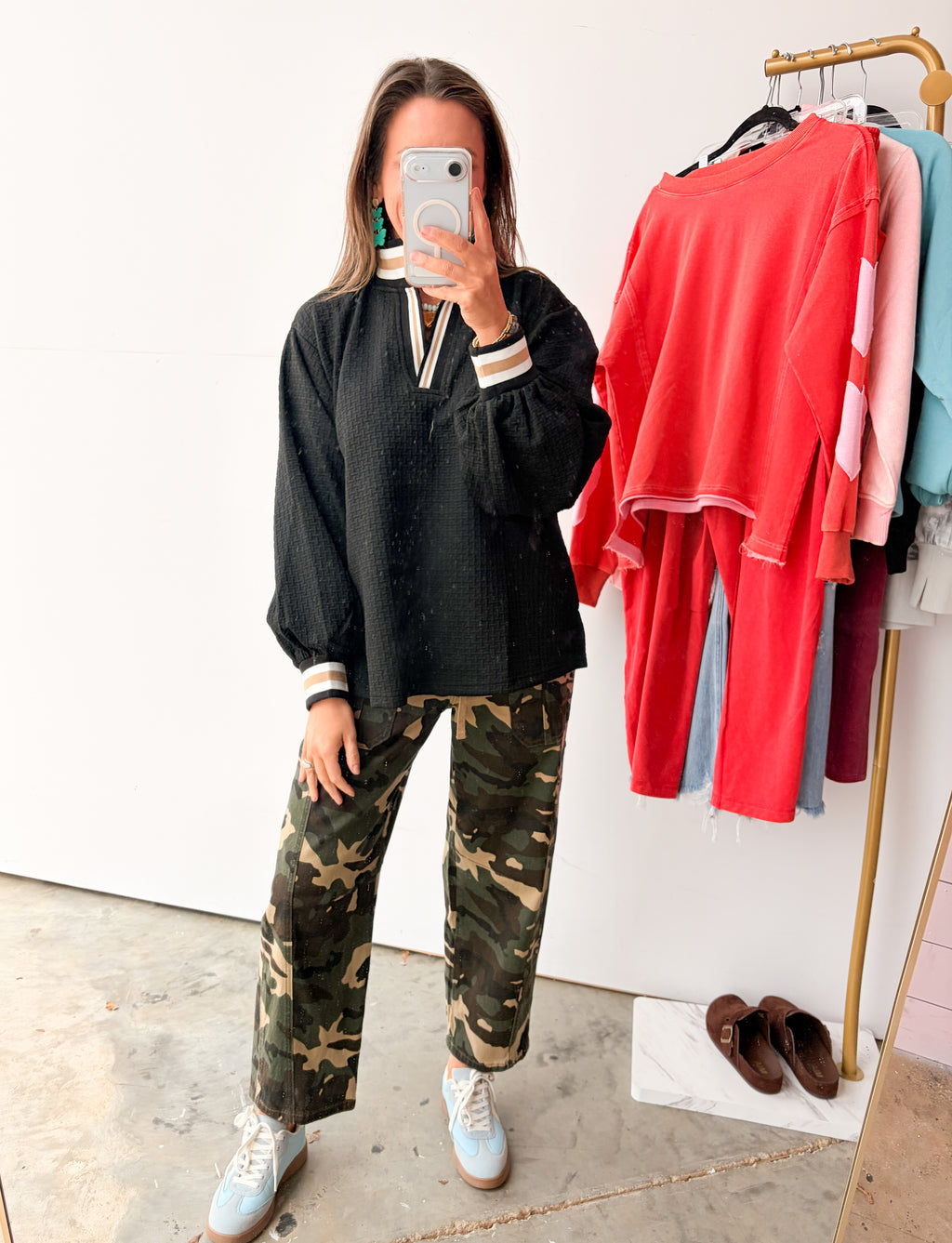 Saints Striped Top - Black