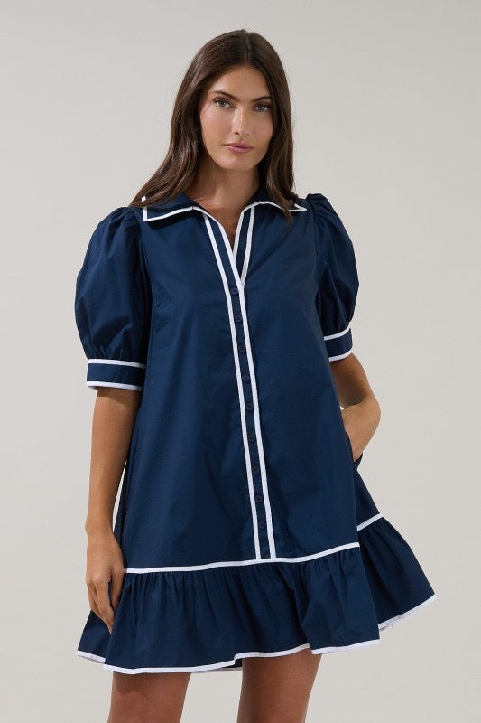 Saturday Night Fever Dress - Navy / White