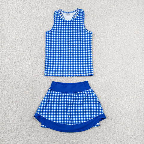 Blue Gingham Athletic Set