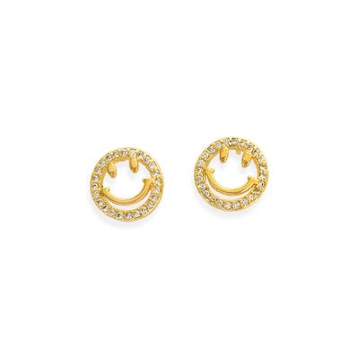 Gold Smiley Face Studs