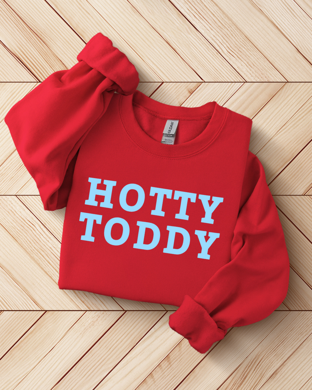 Hotty Toddy Puff Ink Sweatshirt - Powder Blue/ Red