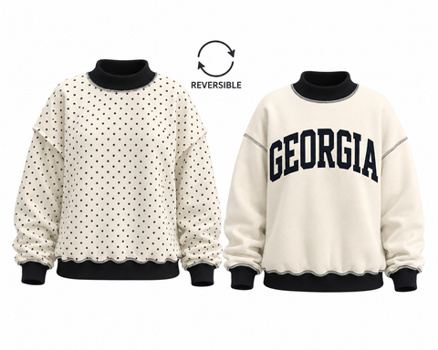 Reversible Mock Neck- Polka Dots / Georgia