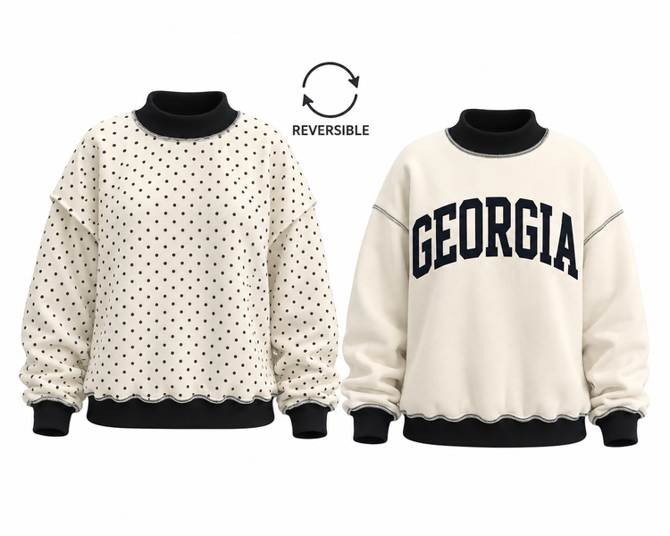 Reversible Mock Neck- Polka Dots / Georgia