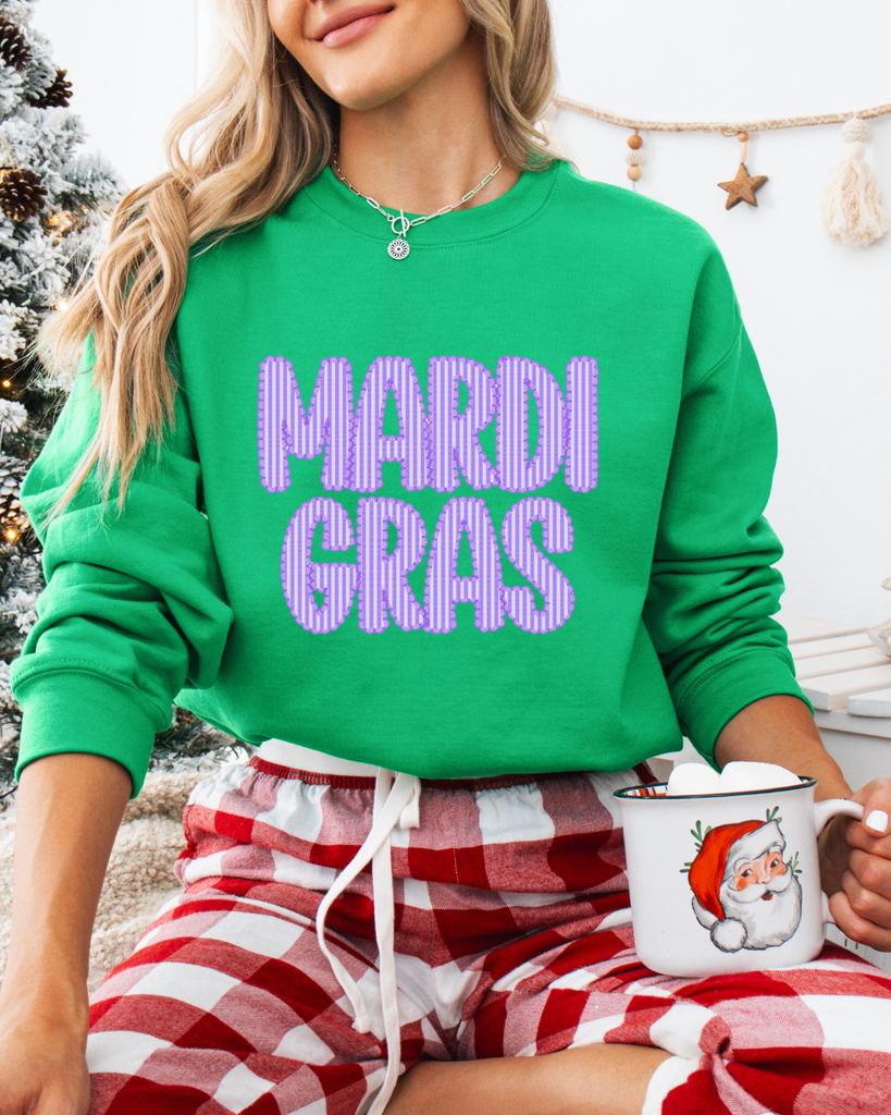 Mardi Gras Coquette Sweatshirt Green
